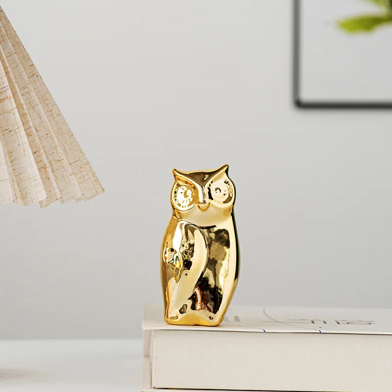 Nordic ceramic home simple golden owl ornaments desktop decorations ceramic crafts modern decorative ornaments