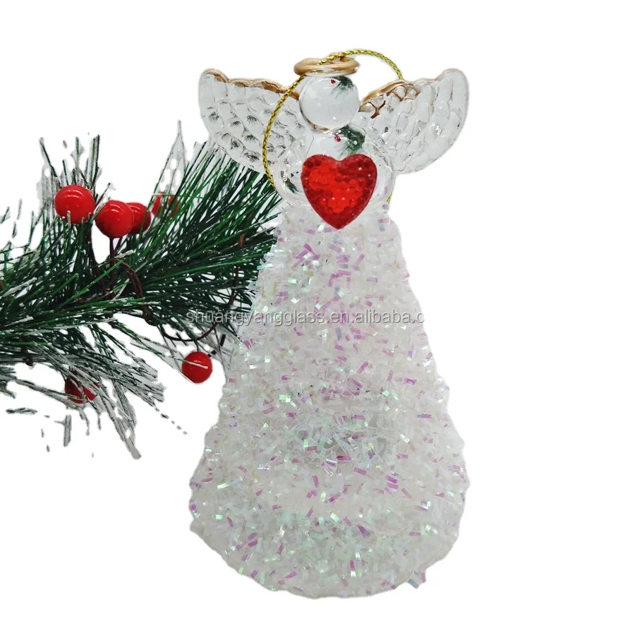 New design for wedding 8.5*8.5*12.5 cm clear glass angel with led light for home decoration and  wedding Decoration