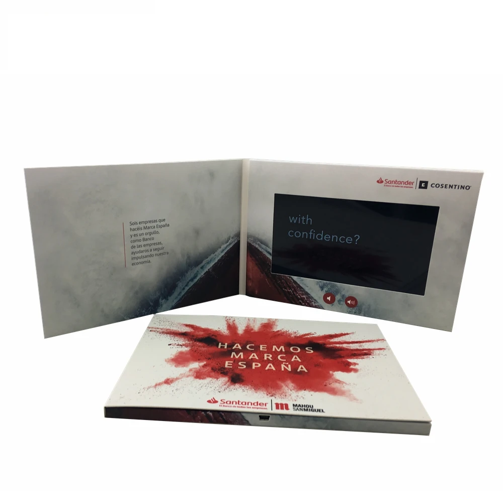 POP UP A5 7 inch video card with lcd screen  video brochures with customized design For Business and Advertising