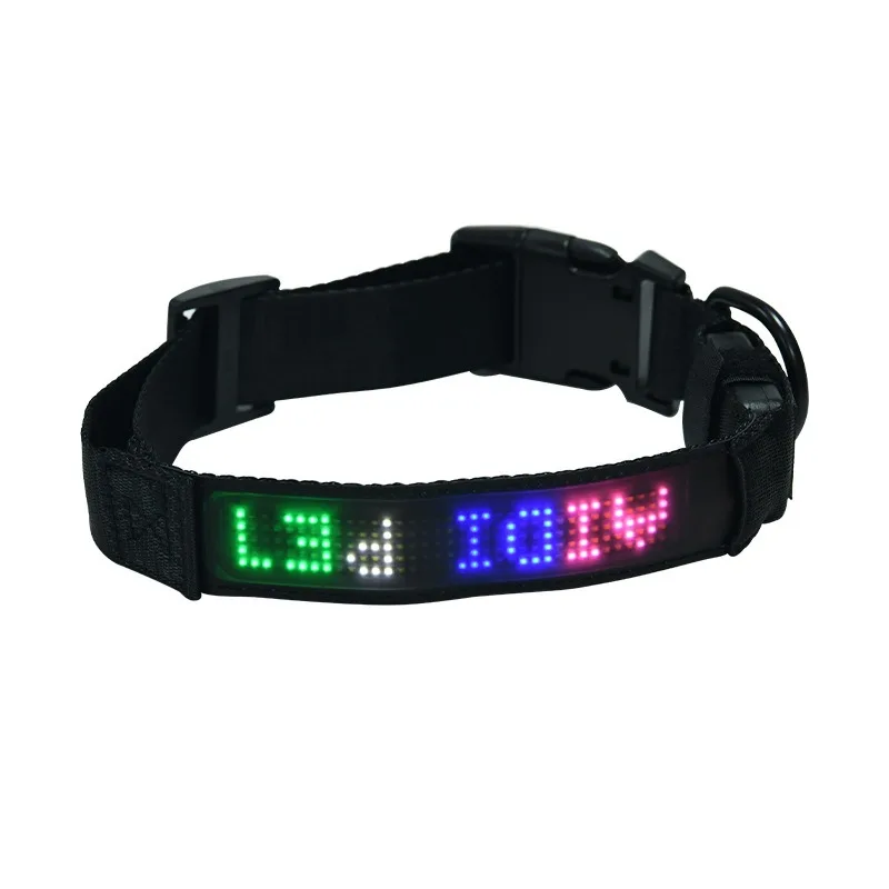 DIY LED Dog Collars LED Display Light Flashing LED Dog Collar with flexible Matrix Panel RGB Pixel Pattern Smart APP Control