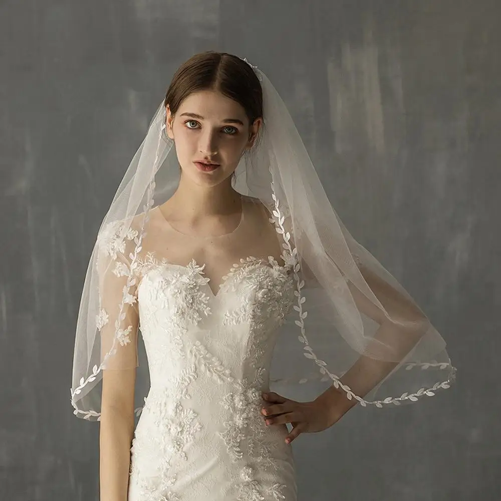2021 Hot Sale Fashion 80*50cm Bride Veils With Pearl Wedding Veil Weddings