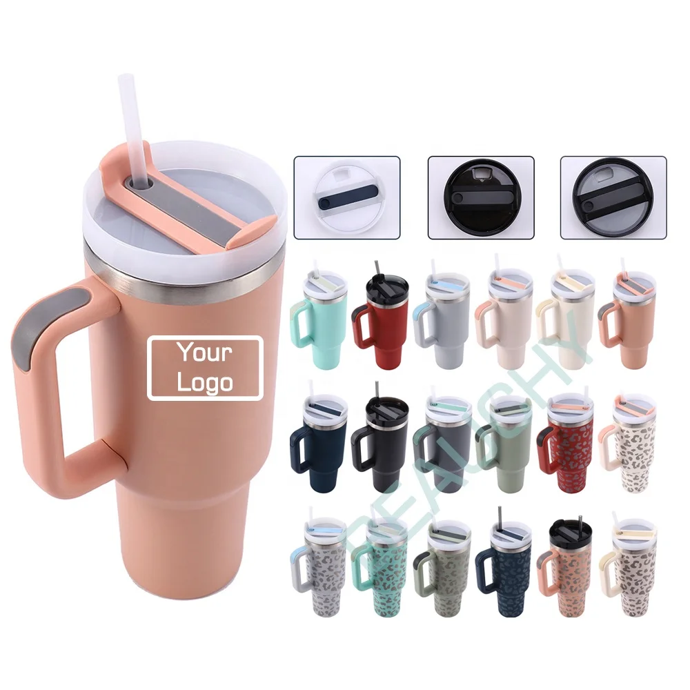 Custom Logo 40oz Tumbler Cup Sublimation Insulated Tumblers 40 Oz Coffee Cup Stainless Steel Vacuum Travel Mug with handle