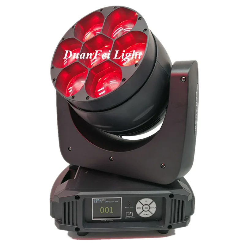 Dmx led stage lights 7 pcs 40w zoom moving head rgbw 4in1 hybrid moving head led bee eye 7*40w