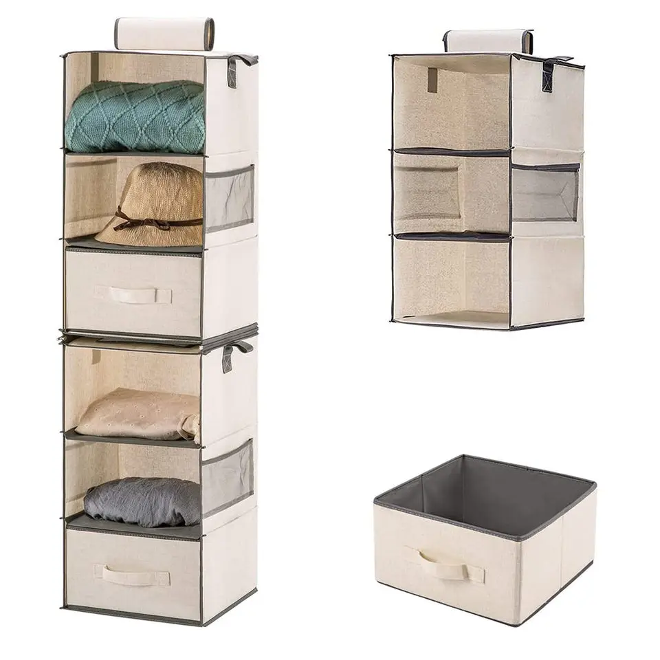 LINDON Space Saver Hanging Wardrobe Closet Shelving Organizer Storage with Drawers