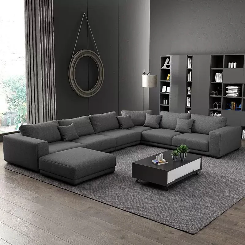 Italian Design Home Furniture Sofa Set High Quality Velvet Fabric Big U Shape Sofa Set for Living Room