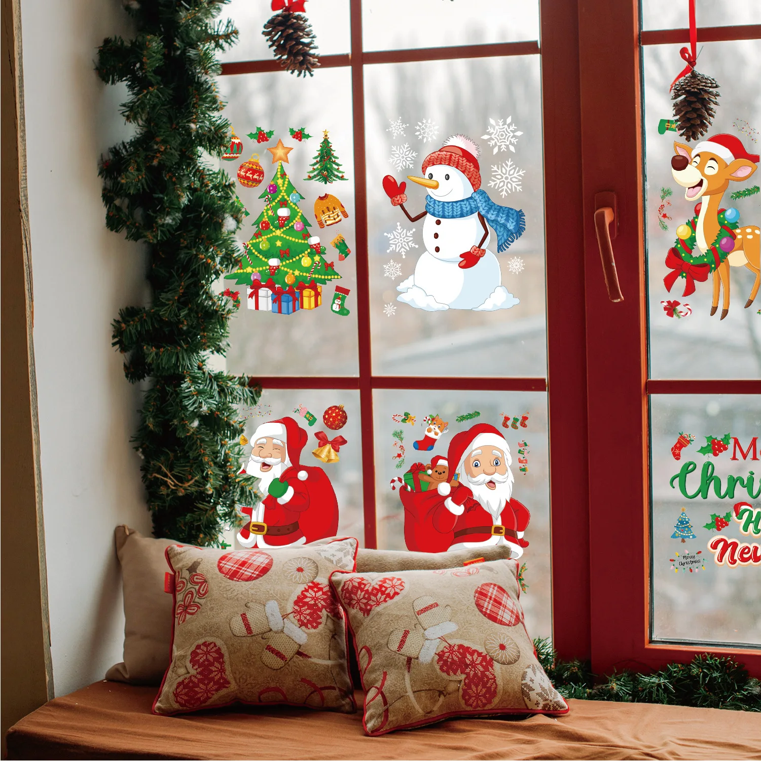 Christmas Window Stickers Wall Stickers Self-Adhesive Shopping Window Decoration Family Christmas Decoration Stickers