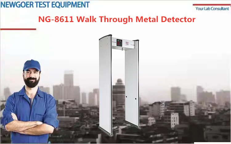 Office building security door frame walk through metal detector archway metal detector