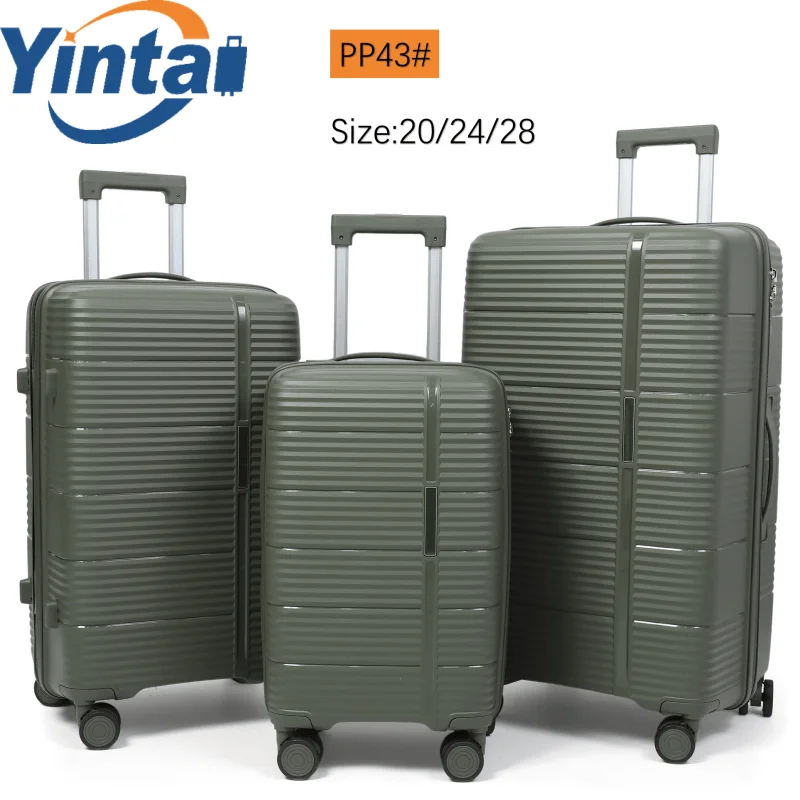 High quality Fashional travel PP hard shell large capacity multi color fashionable suitcase luggage case set
