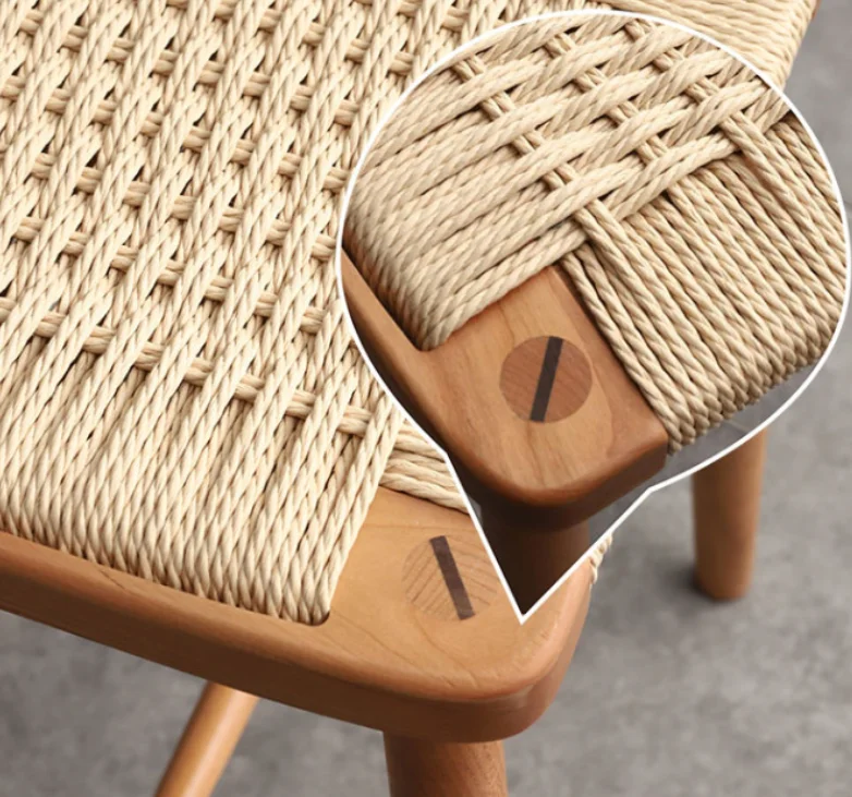 Modern Minimalist Nordic Bar High Stool Solid Wood Woven Rope Cafe Restaurant Stool For Events