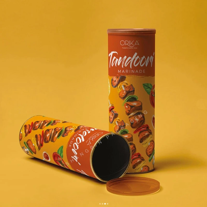 Custom Round Made Cardboard Tube With easy peel off lid food powder snack potato chips aluminum paper cans packaging