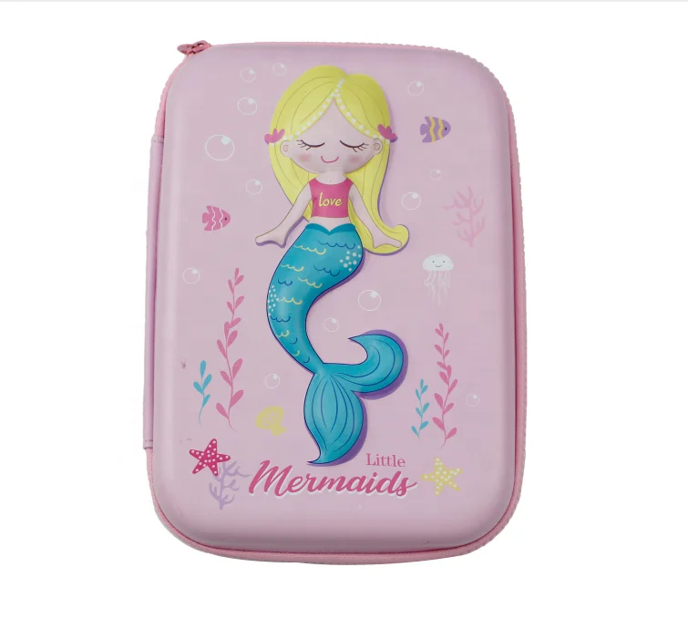 3D Pattern Smiggle Mermaid pencil  bag  Girl design  hard shell  pen case  Manufacturer price direct  stationery bag