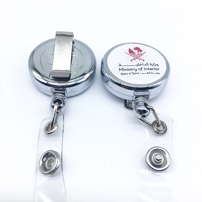 Heavy Duty Metal Retractable Badge Holder Reel With Keychain Ring ID Card Holder Key Clip Holder