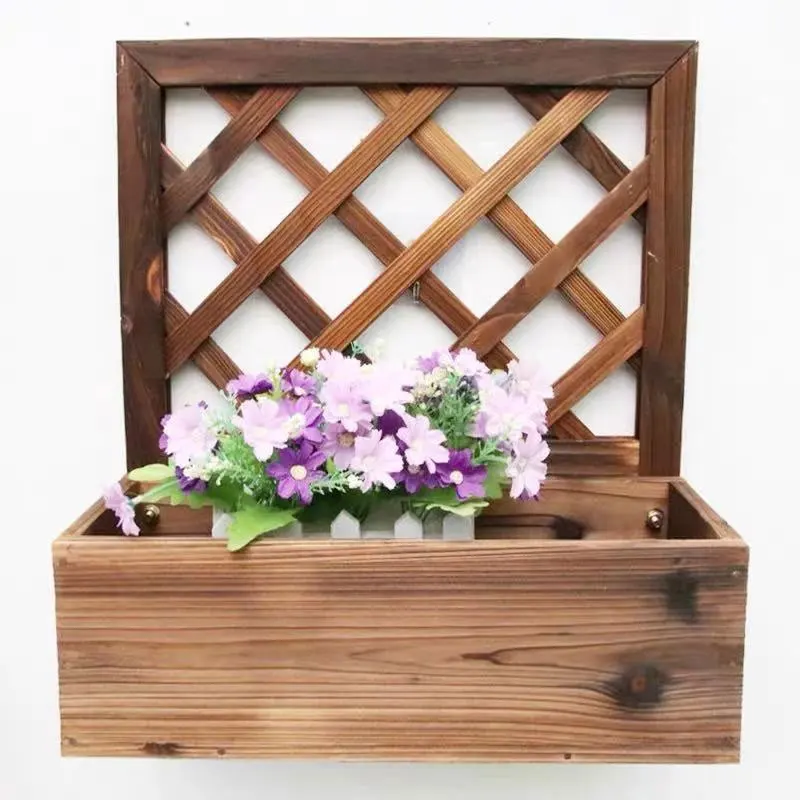 Wall hanging wooden flowerpot indoor and outdoor flowerpot decoration macrame wall hanging wall decor shelf hanging