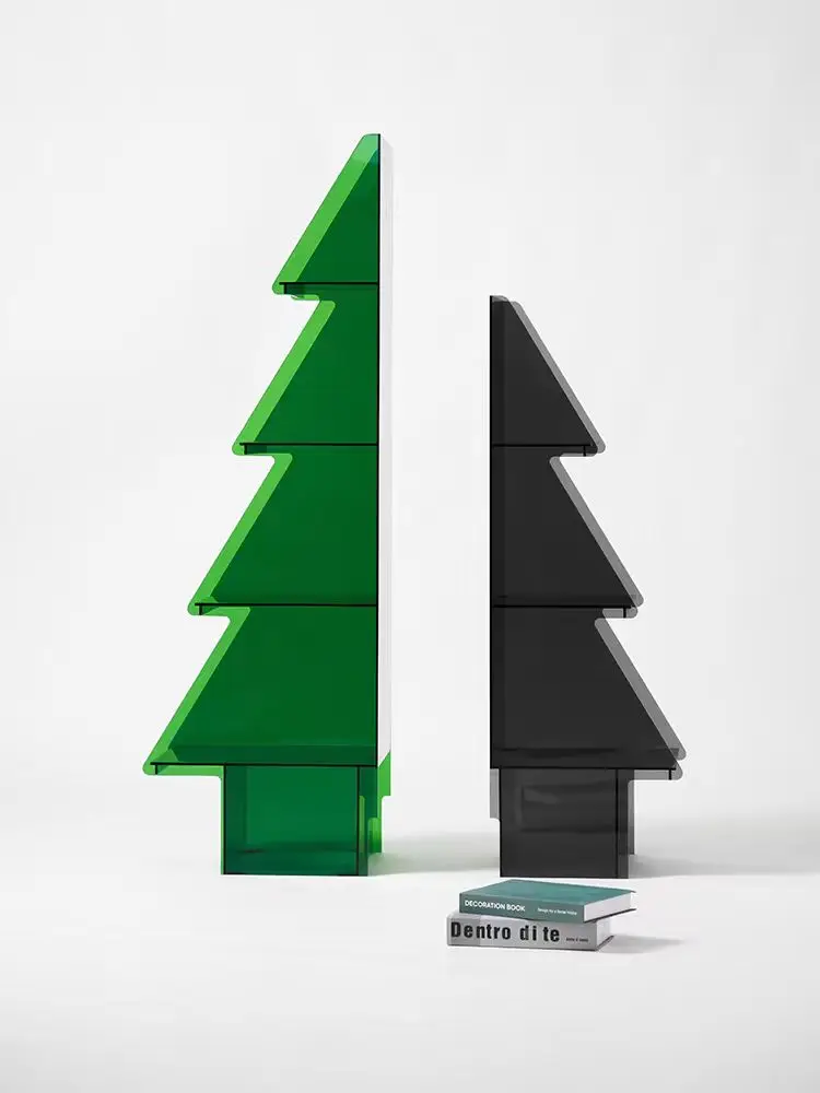 Acrylic Bookshelf Floor Storage Rack Living Room Display Rack Storage Christmas Tree Style