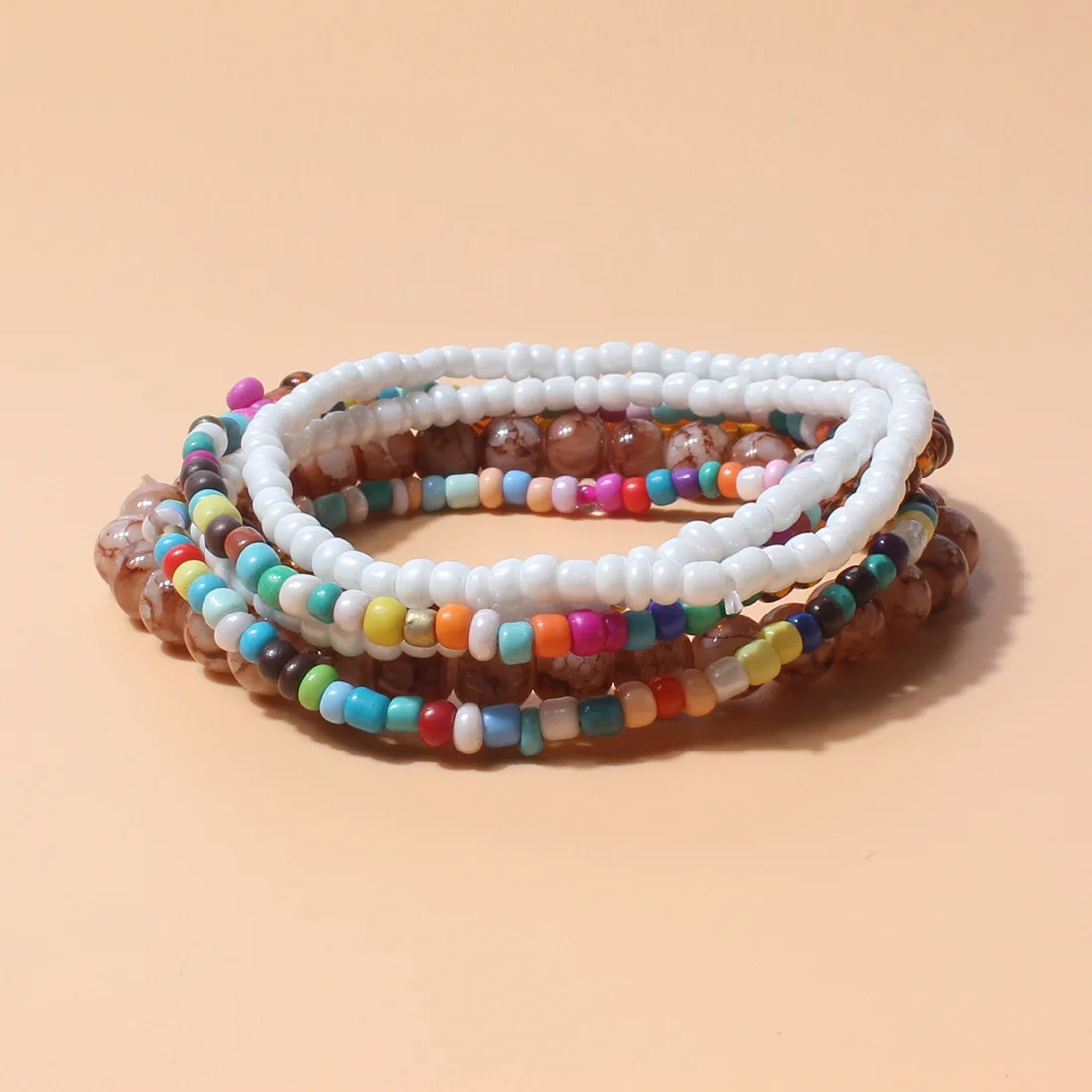 Bohemian Stackable Multi Layer Colorful Seed Beads Bracelet Layered Stretch Acrylic Beaded Bracelet Jewelry Set