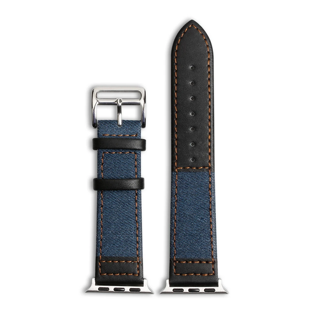 Two piece for Bands Soft Canvas Watch High Quality black Leather Watch Straps luxury Canvas Leather watch bracelet