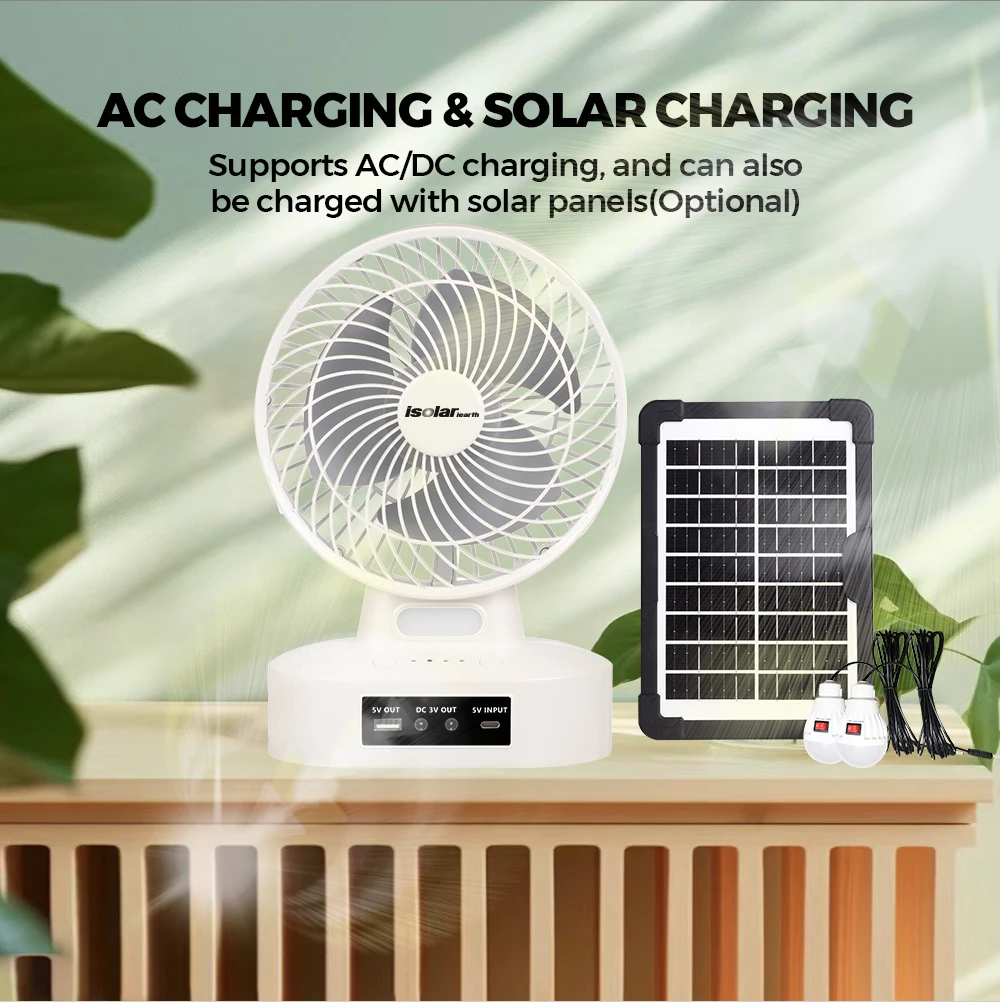 7 INCH Charging Table Fan USB Desk Rechargeable Fan With Light