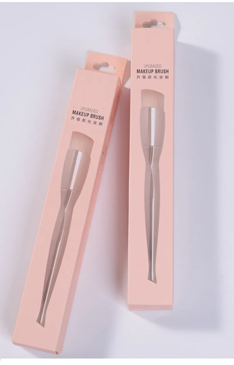 Single Pink Vegan Foundation Brush Private Label High Density Flat Top Kabuki Foundation Brush Professional