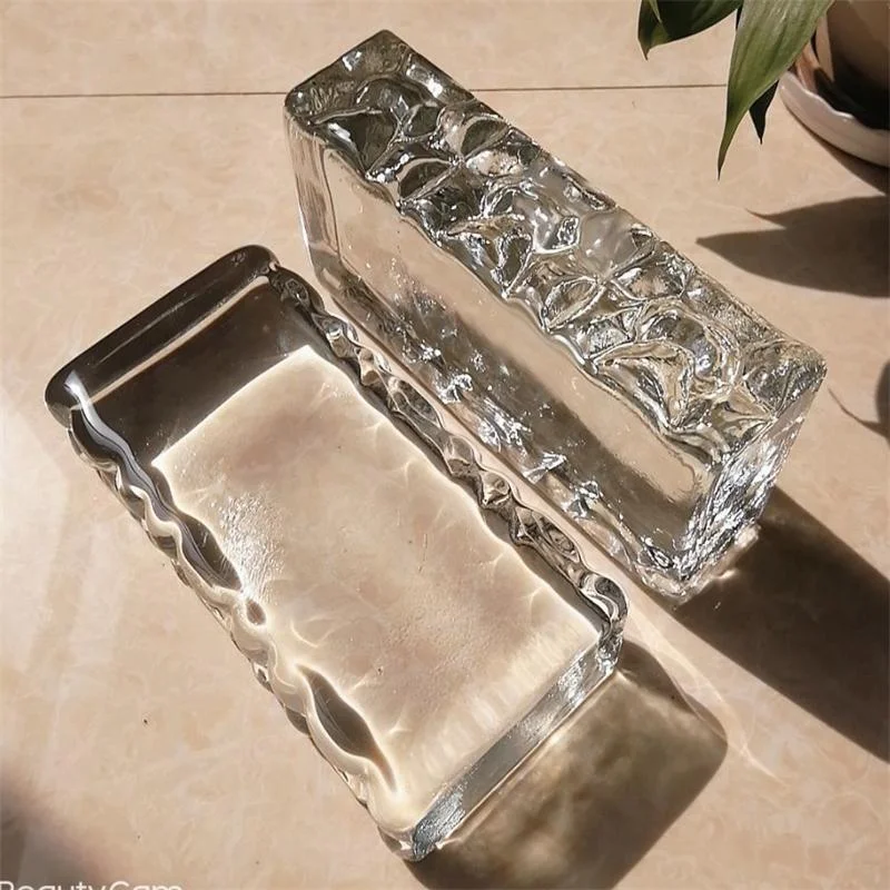 Transparent Glass Brick Casting Side Ice Crystal Glass Bricks  Glass Tiles For Wall Partition