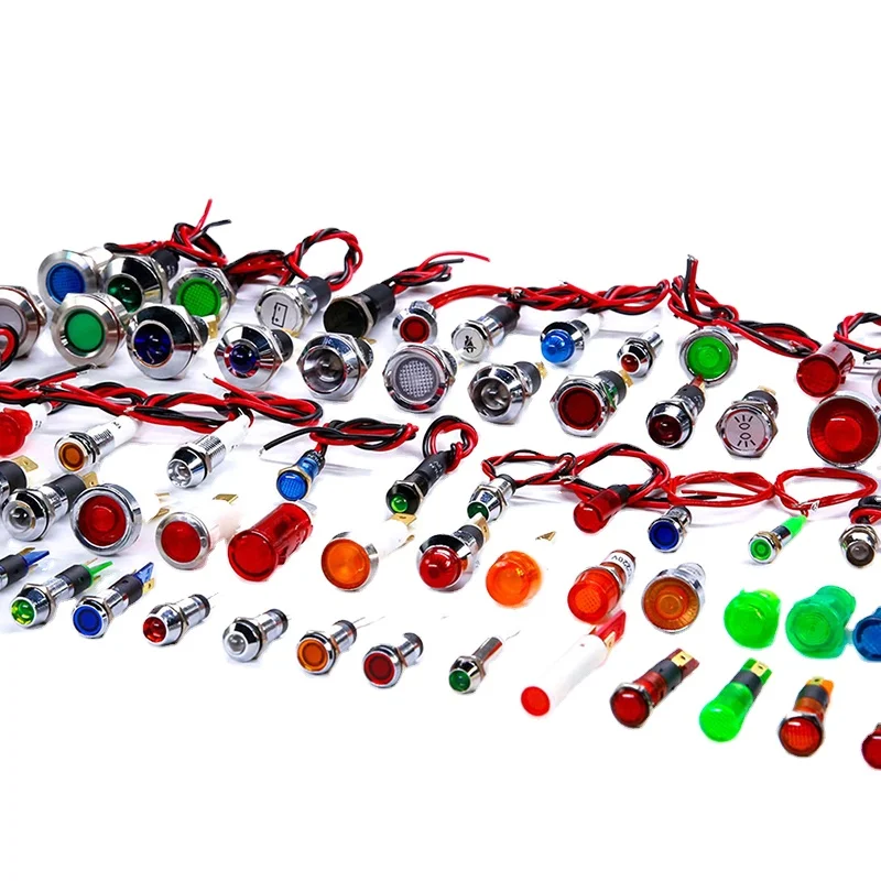 10 мм плоская головка 12 В светодиодная Металлическая Автомобильная сигнальная лампа поворота с символом на заказ Пилотная лампа с проводом 20 см