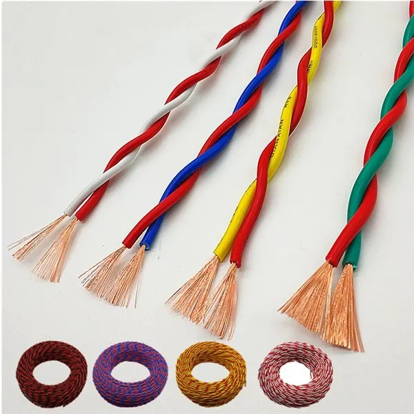 factory supply double core wire 20AWG 18AWG 17AWG 15AWG 13AWG 2 core twisted pair electric wire cable for lighting