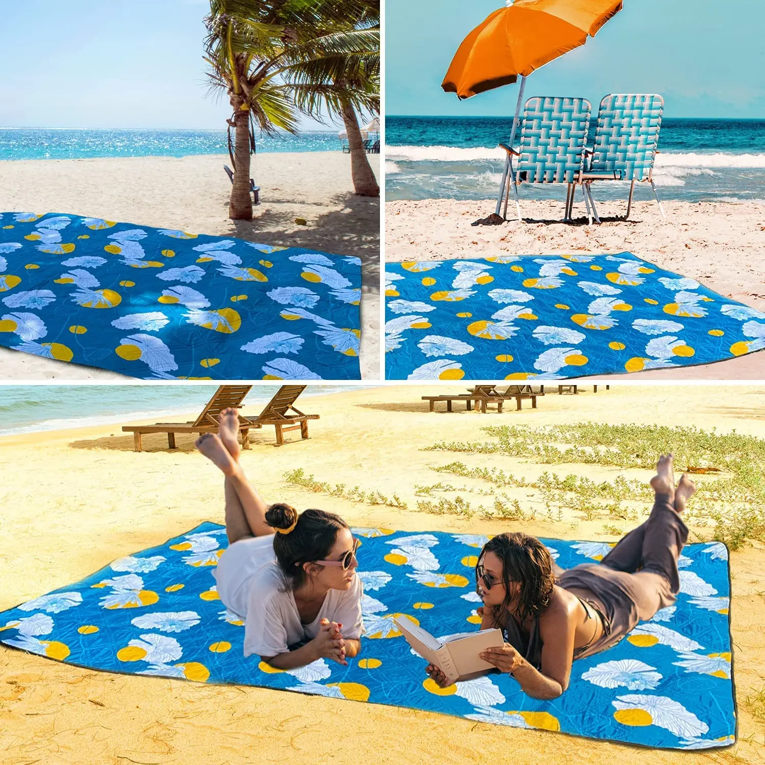 Extra Large Picnic Blankets Waterproof Foldable 3 Layers Portable Machine Washable Beach Blanket