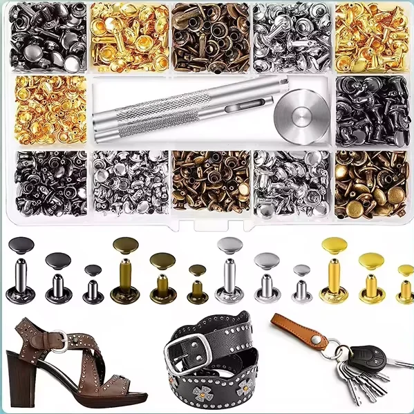 Copper iron rivet for cloth plating Aluminium brass double cap rivets for leather metal rivet for shoes