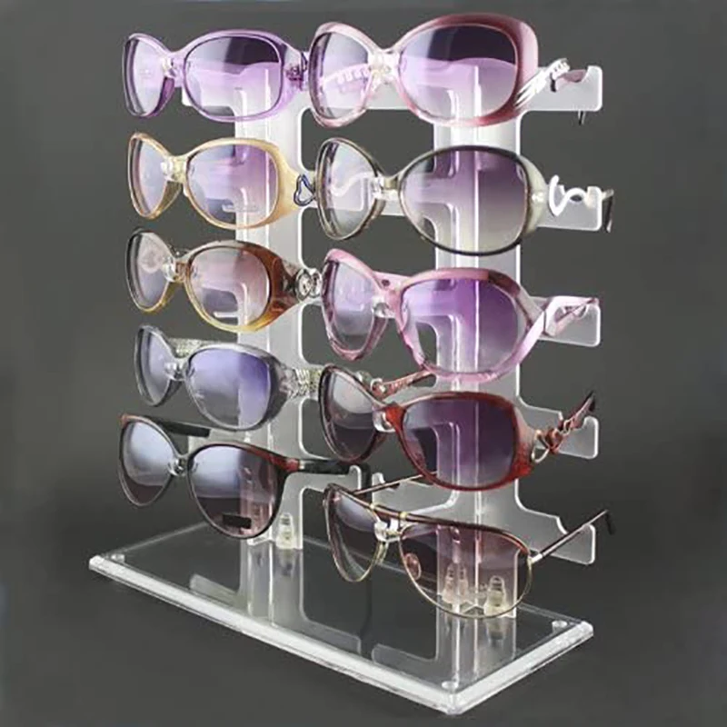 Clear Acrylic Standing Eyeglasses glasses Display Rack Holder Shop 5 Layers Acrylic Eyeglass Sunglasses Display Stand