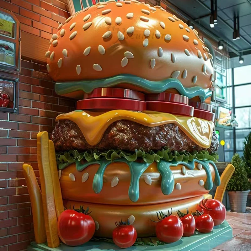 3D large door decoration fiberglass giant garden statue sculpture Outdoor Fast food restaurant ShoppingMall resin food custom