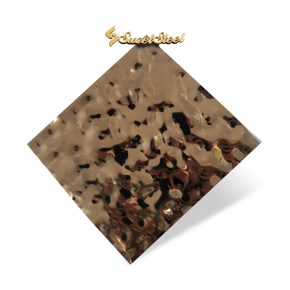 SUCEL 0.4/0.6/0.8Mm Rose Gold Water Ripple Mirror Stainless Steel Sheet For Wall Background