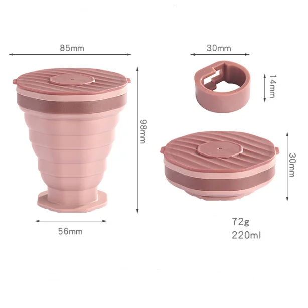 Silicone Collapsible Water Bottle Expandable Folding Coffee Mug Portable Drinking Cup With Lip For Traveling Camping Outdoor Spo