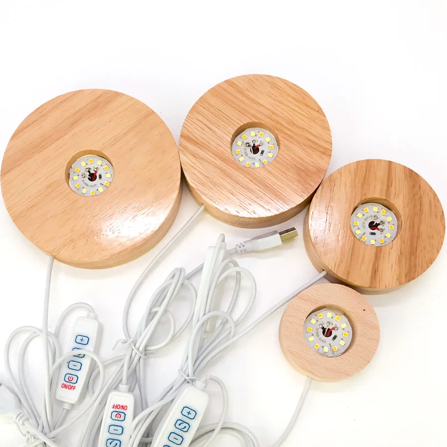 Remote Control Usb Rgb Crystal Ball Night Light Base De Para Luz Lampara 3d Solid Wood Round Led Lamp Base For Stands Display