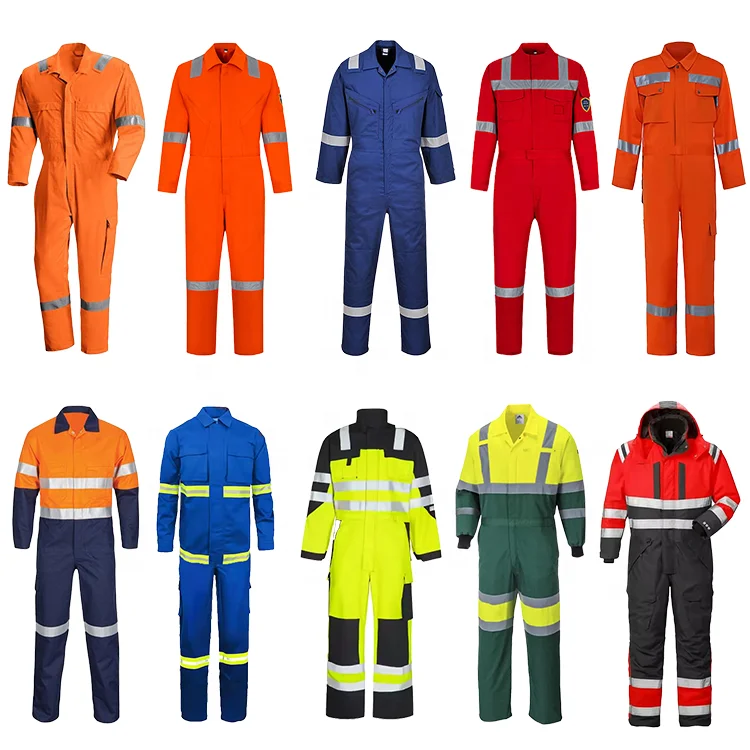 EN11612 Hi Vis Safety FR комбинезоны для автозаправочной станции Спецодежда огнестойкая хлопчатобумажная Рабочая одежда твил антистатические