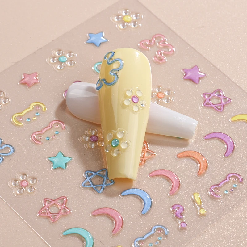 new arrival Creative design 5D Stereo thick Soft pet adhesive Decals stickers for nail paint