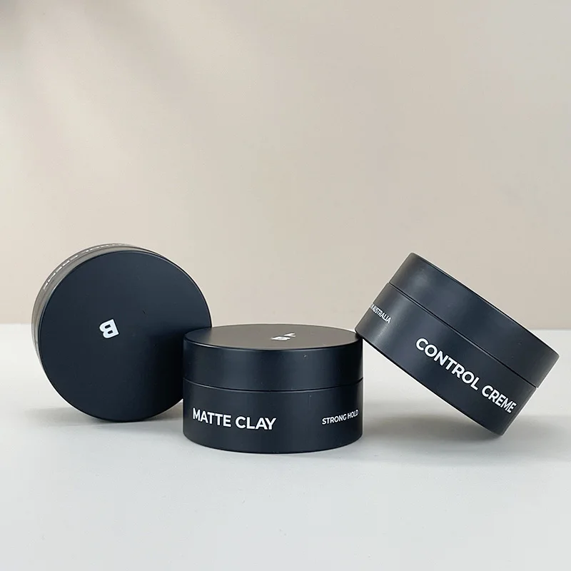 Men Wax Matte Black Plastic Jar with Lid 4oz 6oz 8oz Skin Care Cosmetic Packaging Hair Oil Pomade Cream Bottle Body Butter Jars