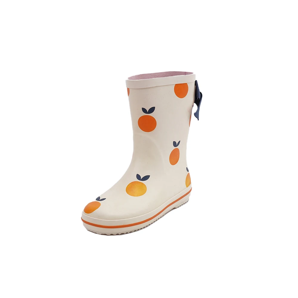 Factory Outlet Lightweight Adorable Fruit Bow Tie Girl Matte Waterproof Pvc Kids Rain Boot Shoes Children