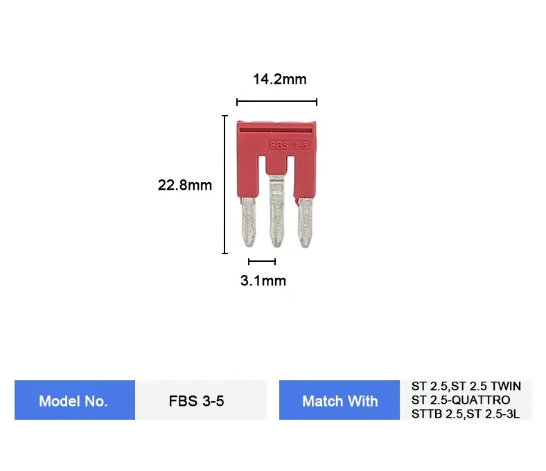 FBS 3-5 Match with ST/PT 2.5 Twin Quattro STTB/PTTB 2.5 2.5-4L DIN Rail Wire Terminal Block Accessories Fixed Plug in Bridge
