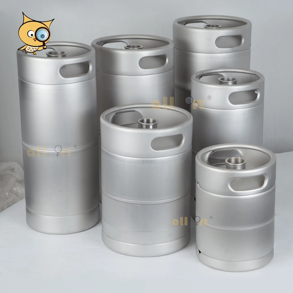 ALL IN Wholesale 304 Stainless Steel Stackable Slim 235 10L Beer Barrel Made in China Draft Beer Keg with Spear Fitting