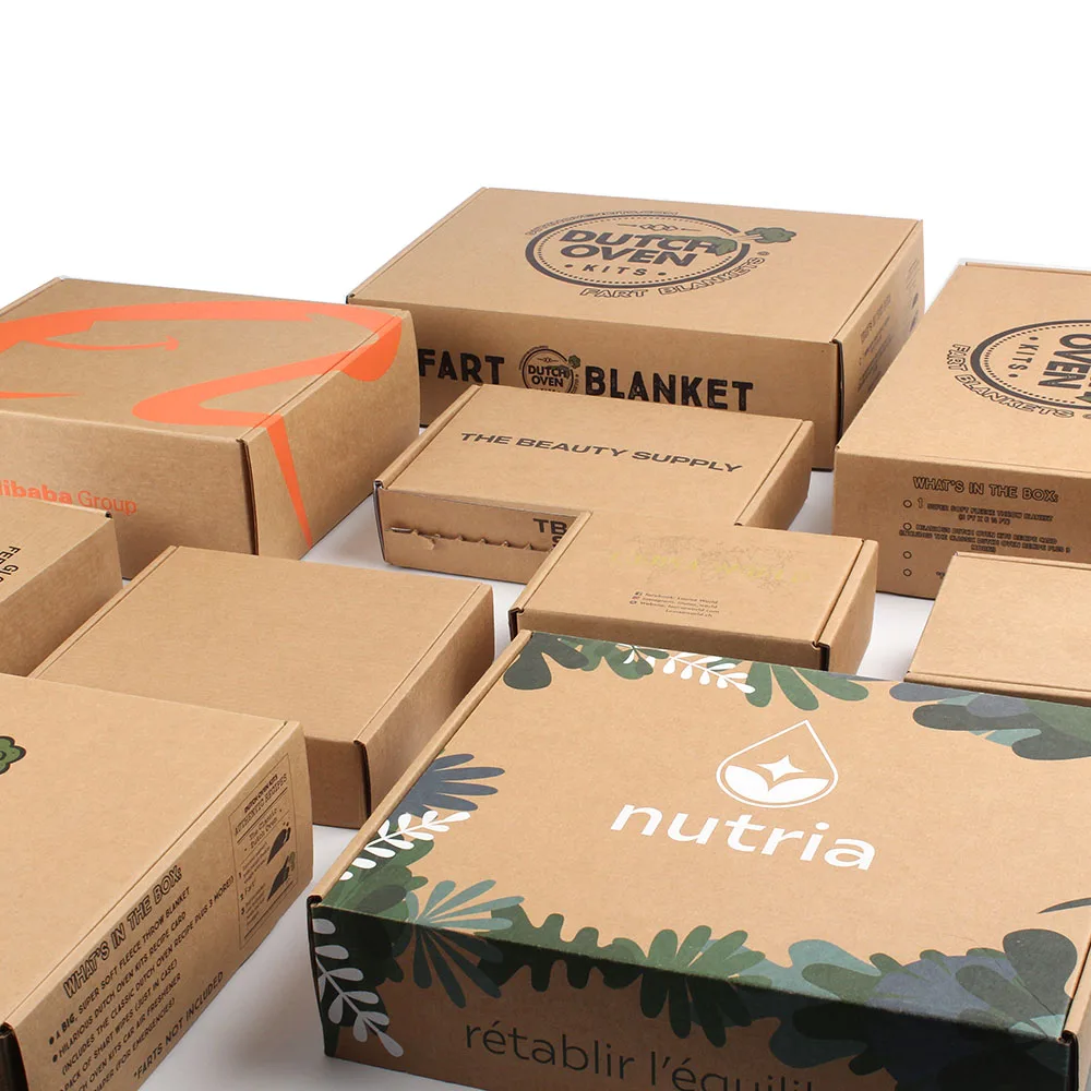 Yilucai Custom Brown Kraft Corrugated Shipping Mailing Fleece Throw Blanket Packaging Box