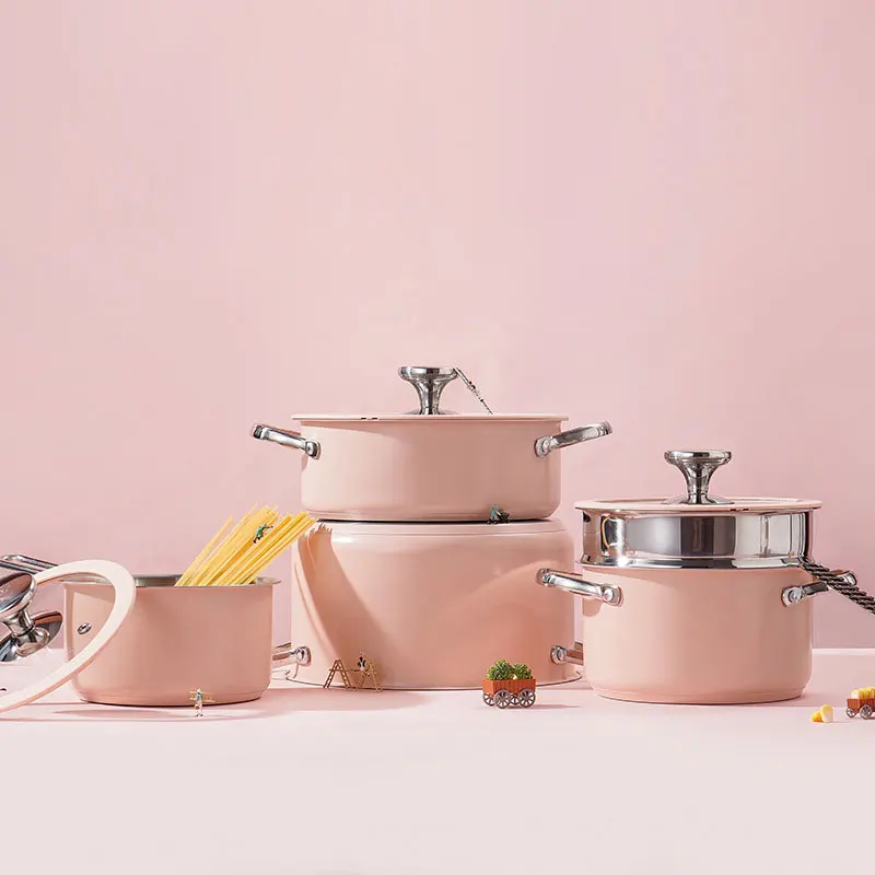 WONDERFUL Korean Style Colored Nonstick Kitchen Cooking Pots 16cm Stainless Steel 304 Kitchenware Milk Melting Boiling Pot