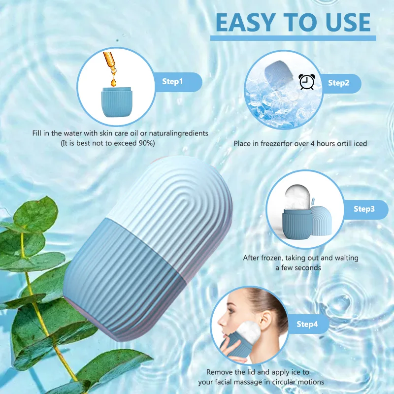 Silicone Ice Roller for Face, Ice Cube Roller Massager, Reusable Massage Silicone Ice Mold Eyes  Conditioning Tool