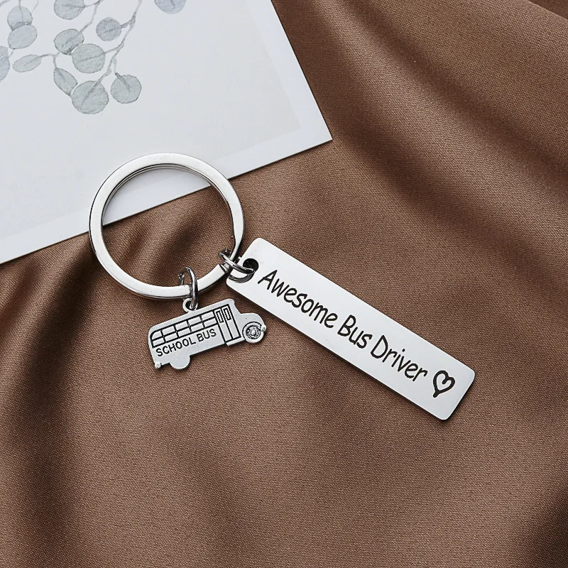 Awesome Bus Driver Keychain School Gift Metal Stainless Steel
