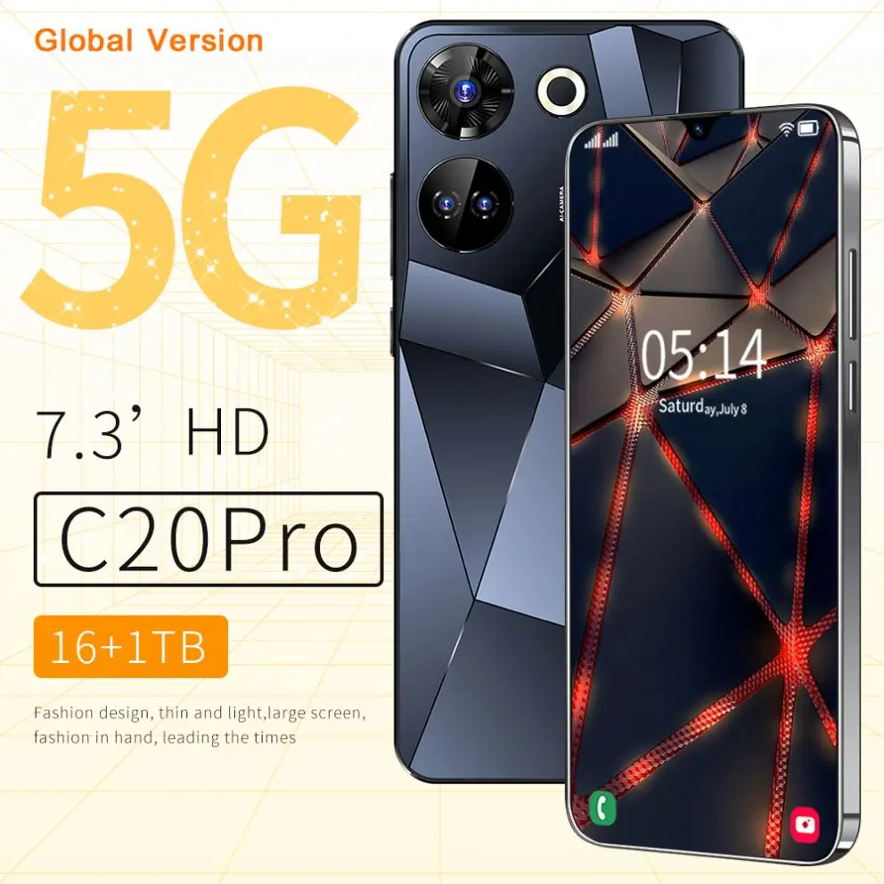 2024 Original Android C20 Pro SmartPhone 16+1TB Mobile Phone Cell Gaming Phone 5G smartphone 3G&4G smartphone