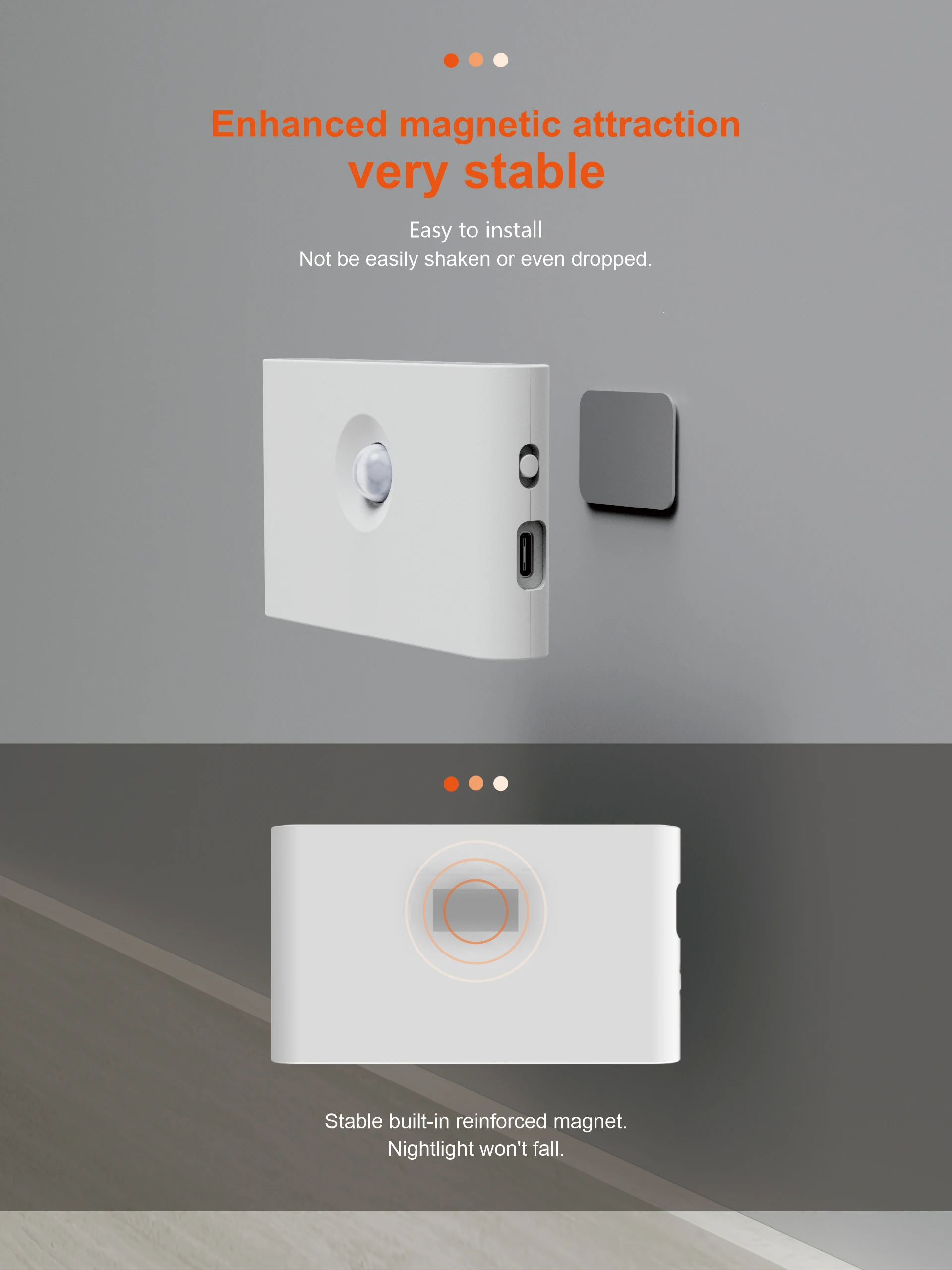 Modern Kids Baby LED Nightlight Slim Square Mini Night Light Magnetic Install Bed Lamp LED Night Lamp For Bedroom