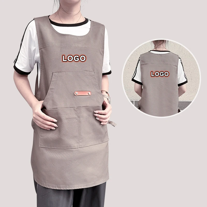 New Design Wholesale Canvas  Unisex vest Apron Custom LOGO Kitchen Waistcoat Style Side  Barber Work Apron