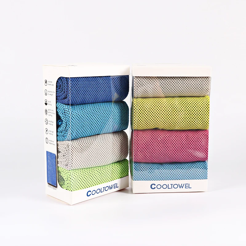 Manufacturer custom quick drying instant ice magic cooling towel sets in sift box packing