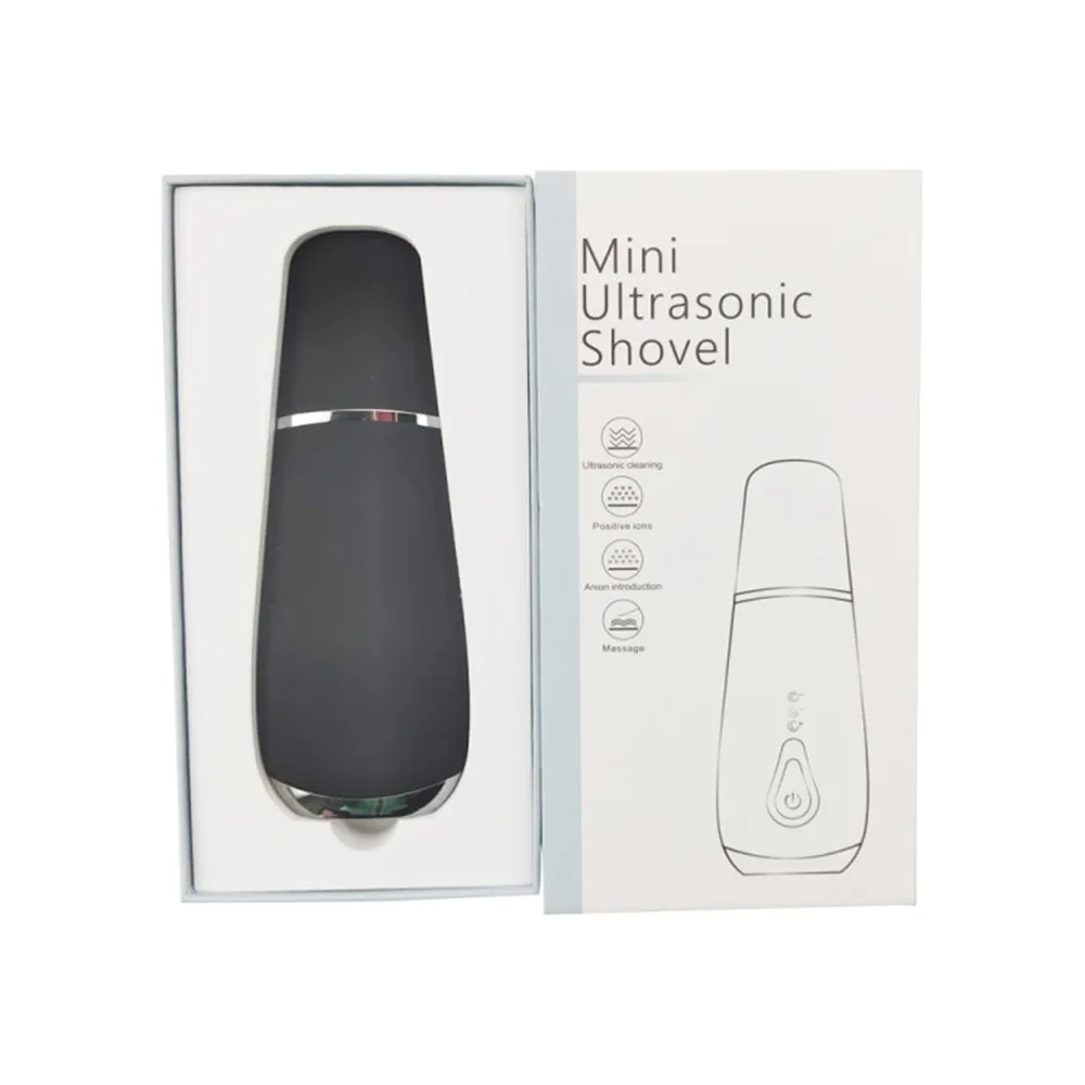 Home Use Beauty Equipment Facial Pore Cleaner Blackhead Remover Silicone Case Facial Skin Scrubber Ultrasonic Spatula