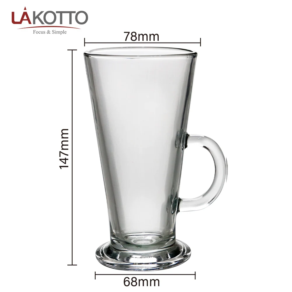 12oz Custom Logo Irish Coffee Mug Glass Latte Cups Cappuccino With Handle Glass Cup
