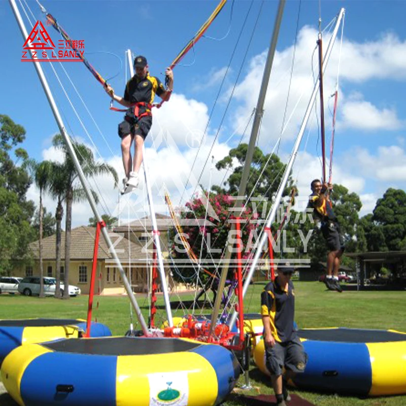 Cheap Price Amusement Park Rides Inflatable Bungee Ride Attraction 4 Stage In 1 Jump Euro Bungee Trampoline For Sale