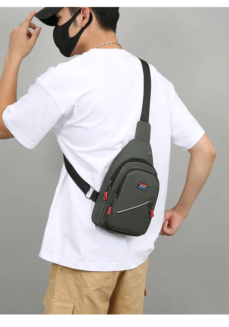 ZR561 Hot Selling Chest Bag Men New Waterproof Shoulder Bag Sports Travel Crossbody Bag Leisure Solid Color Oxford Cloth Satchel